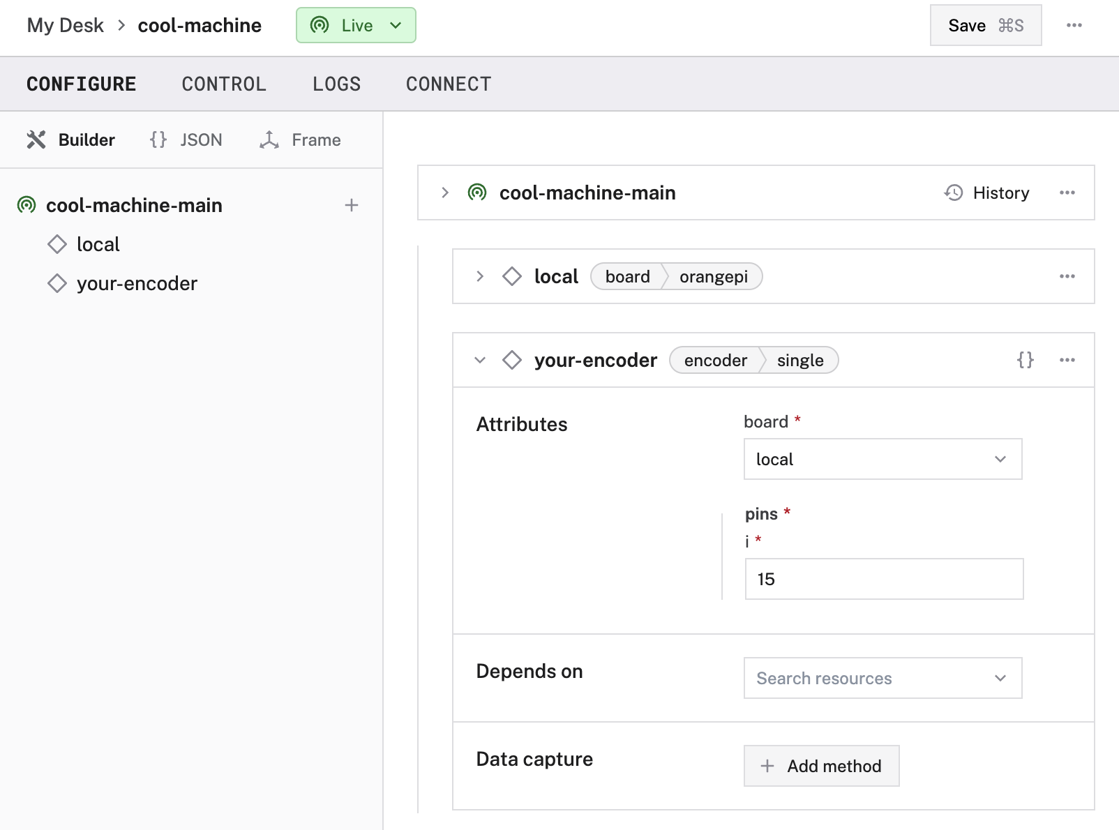 Configuration of a single encoder.